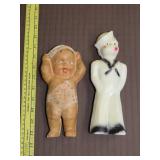 Chalkware Sailor & Old Baby Doll