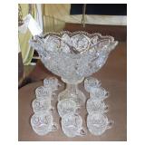 Imperial Whirling Star Glass Punch Bowl Set