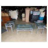 3pc Glass Top Coffee & End Table Set