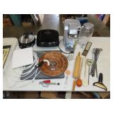 Table Lot of Kitchen, Household & Misc