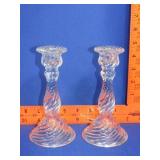 Pair of Glass Candle Holders