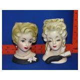 2 Vintage Head Vases - Right One Has Damage