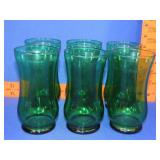6 Anchor Hocking Forest Green Tumblers