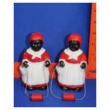 2 Black Americana Sewing Notion Holders