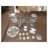 Table Lot w/ Silverplate & Beer Mugs