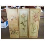 Three Pieces of Floral Wall Art Pannels - 12'x36'
