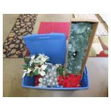 Tub Lot Of Christmas Greenery & Ornaments