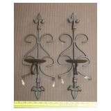 Pair of Cast Iron Wall Candle Holders - 18'