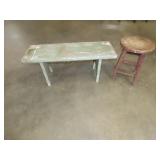 Painted Bench & Stool