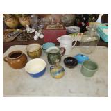 Table Lot of Misc Pottery Pieces / Glassware