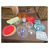 Table Lot of Plastic Ware
