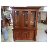 Nice Amish Oak & Cherry Lighted China Hutch