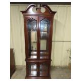 Cherry Lighted Curio Cabinet w/ Glass Shelves