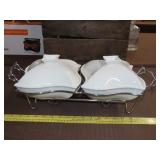 Double Covered Porcelain Buffet Server