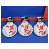 Three Fitz & Floyd Snowman Bowls