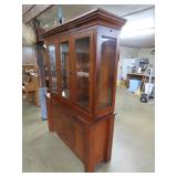 Nice Amish Oak & Cherry Lighted China Hutch