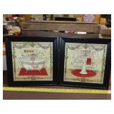 Pair of Framed Bathroom Wall Art - 12x12