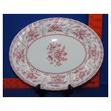 Johnson Bros Indies Pink Oval Platter - 12"