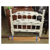 Painted White Single Bed w/ Metal Rails