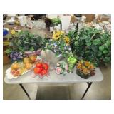 Floral Arrangement & Glassware Lot