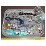 Tray Lot of Costume Jewelry & Pins