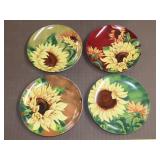 Set of 4 Cracker Barrel Sunflower Plates - 8"