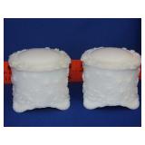 Pair of Milk Glass Powder Boxes