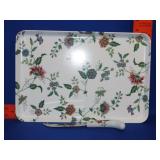 Plastic Floral Serving Tray w/ Knife