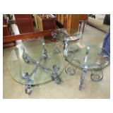 Three Piece Metal & Glass Table Set