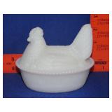 Milk Glass Hen on Nest - 5 1/2"
