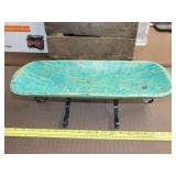 Metal Footed Wood Center Bowl - 21"