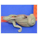 Cast Iron Frog Pulling Snail Planter