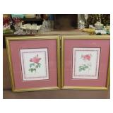 Pair of Framed Rose Prints - 14x16