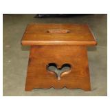 Heart Cut Out Wood Step Stool