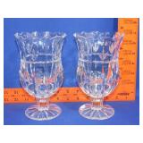 Pair of Crystal Tulip Hurricane Candle Holders