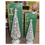Pair of Fitz & Floyd Silver Filigree Trees