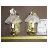Pair of Kichler Brass & Glass Light Fixtures
