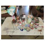 Table Lot of Figurines & Glassware