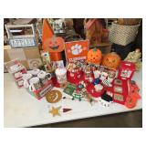 Table Lot of Christmas & Halloween Decor