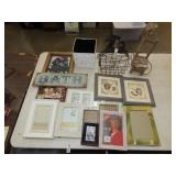 Table Lot of Picture Frames & Decor