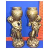 Pair of Marwal Chalk Ware Water Carrier Statues