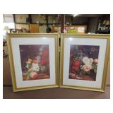 Pair of Framed Floral Prints - 18"x22"