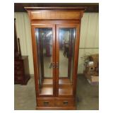 Oak Lighted Curio w/ Glass Shelves