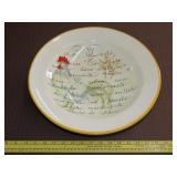 Deruta Italian Ceramic Rooster Script Bowl - 15"
