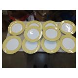 Spode Vermicelli Yellow Dinner Plates - 13" - 10pc