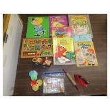 Lot of Vintage Toys, Puzzles, Coloring Books
