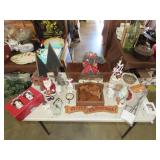 Table Lot of Christmas & Wood Items