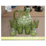 Thumbprint Avocado Green Beverage Set w/ S&P
