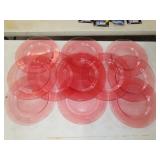 12 Pink Glass Plates - 13"