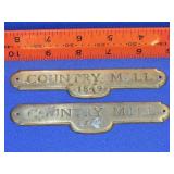 Pair of Brass Country Mill Name Plates